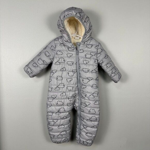 Might Goods Other - Might Goods Baby 12 Months Snowsuit Fleece Lined Grey Warm Hood Snow
